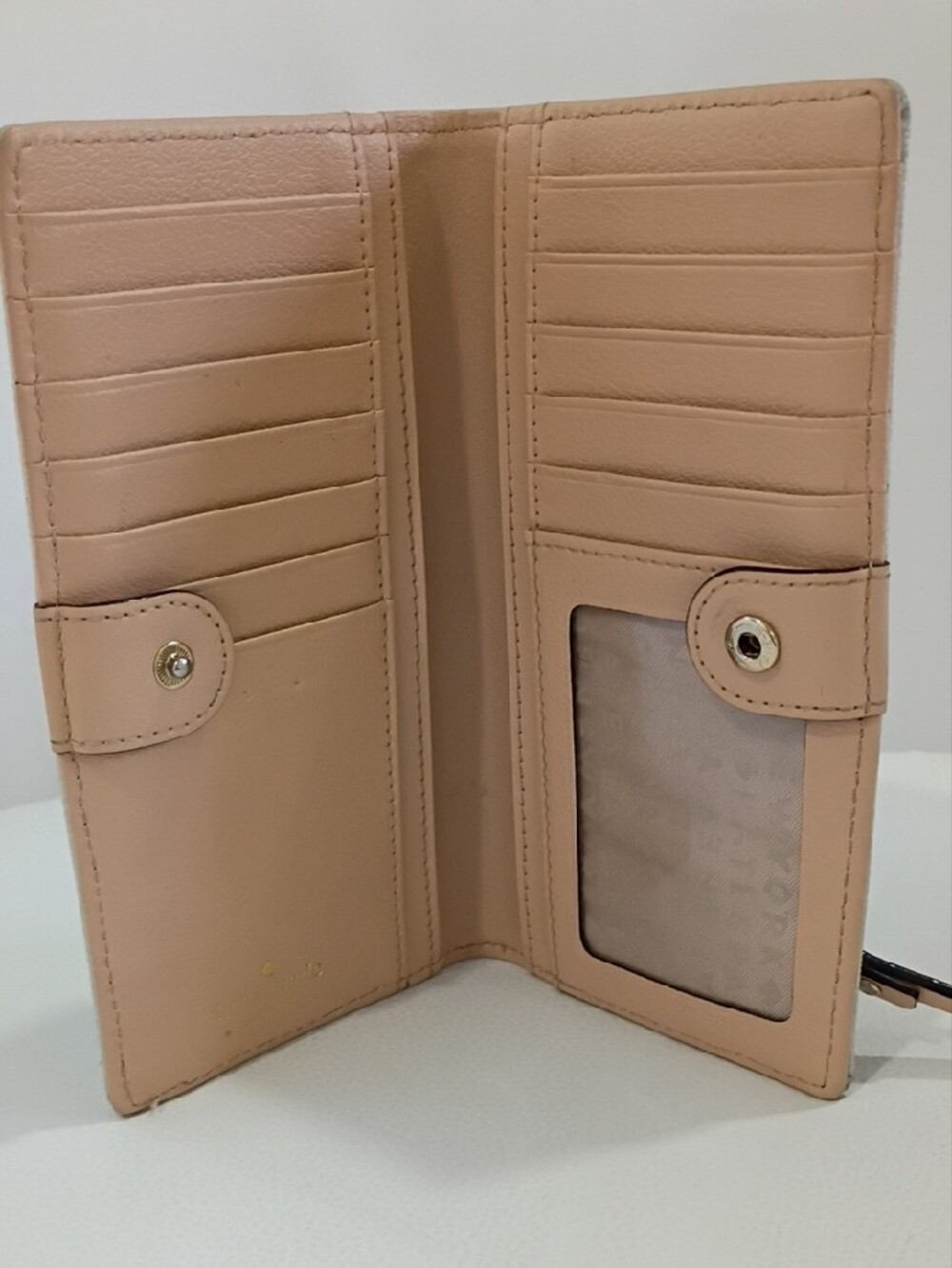 kate spade Pebbled Leather Navy and White Striped Continental Wallet - Picture 5 of 13